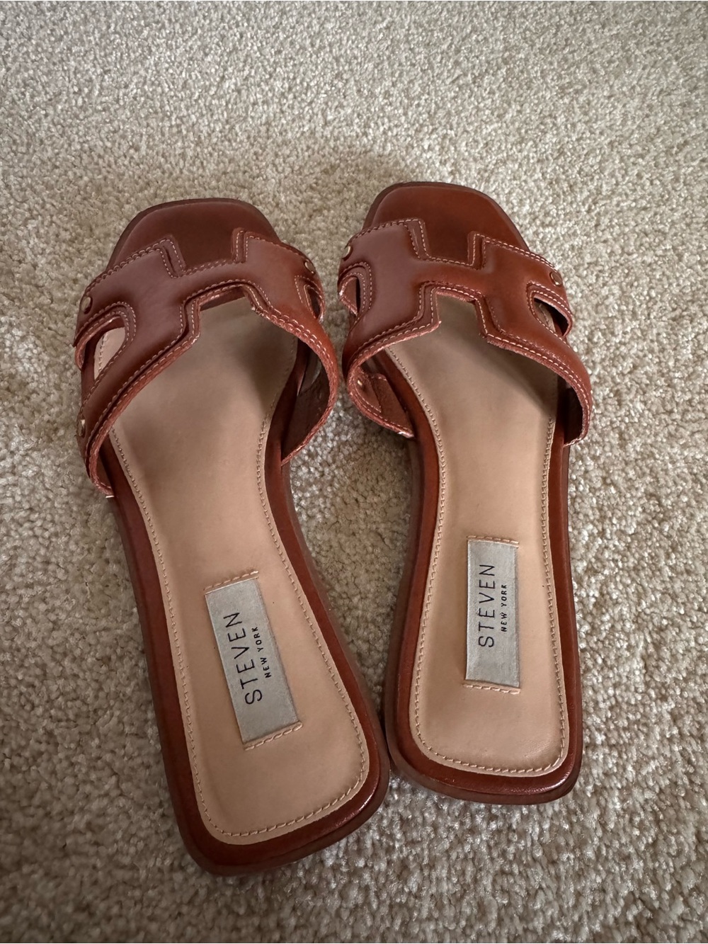 H-Style Cutout Cognac Slide Sandals - Picture 4 of 9
